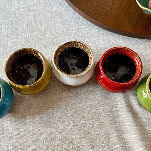 Succulent Plant Pots Glazed Ceramic Planter Small Planters Drainage Set of 5 - Picture 8 of 9